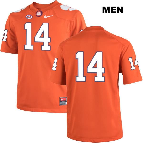 Men's Clemson Tigers #14 Denzel Johnson Stitched Orange Authentic Nike No Name NCAA College Football Jersey MBK5846OL